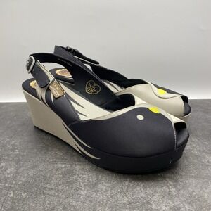 Hot Chocolate Design Black Birds Womens US 11 Wedge Sandals Chocolaticas Shoes